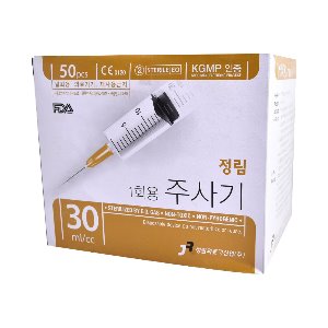 청훈메디-정림 일회용 주사기 30cc 21G 1x1/4 100개입 멸균주사기 개별포장